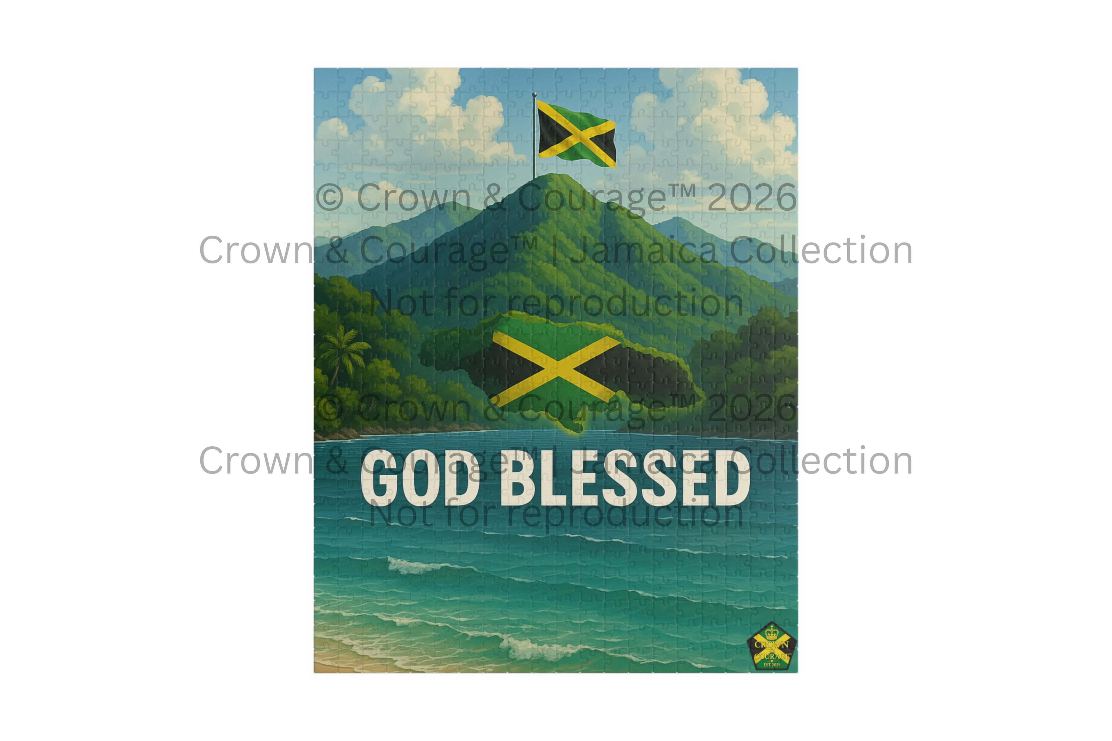 God Blessed Jamaica flag beach scene Puzzle | 520 or 1014 piece jigsaw