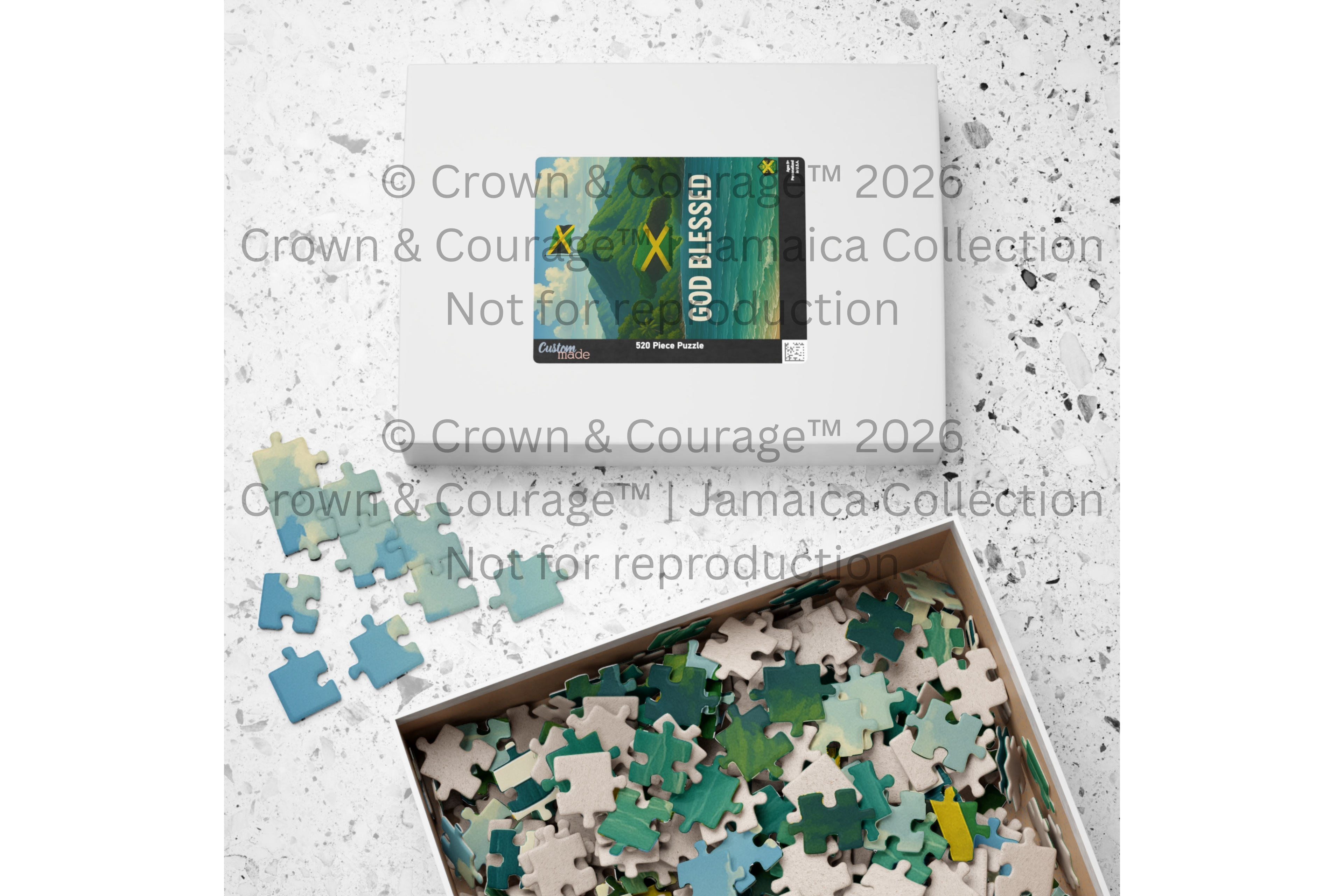 God Blessed Jamaica flag beach scene Puzzle | 520 or 1014 piece jigsaw