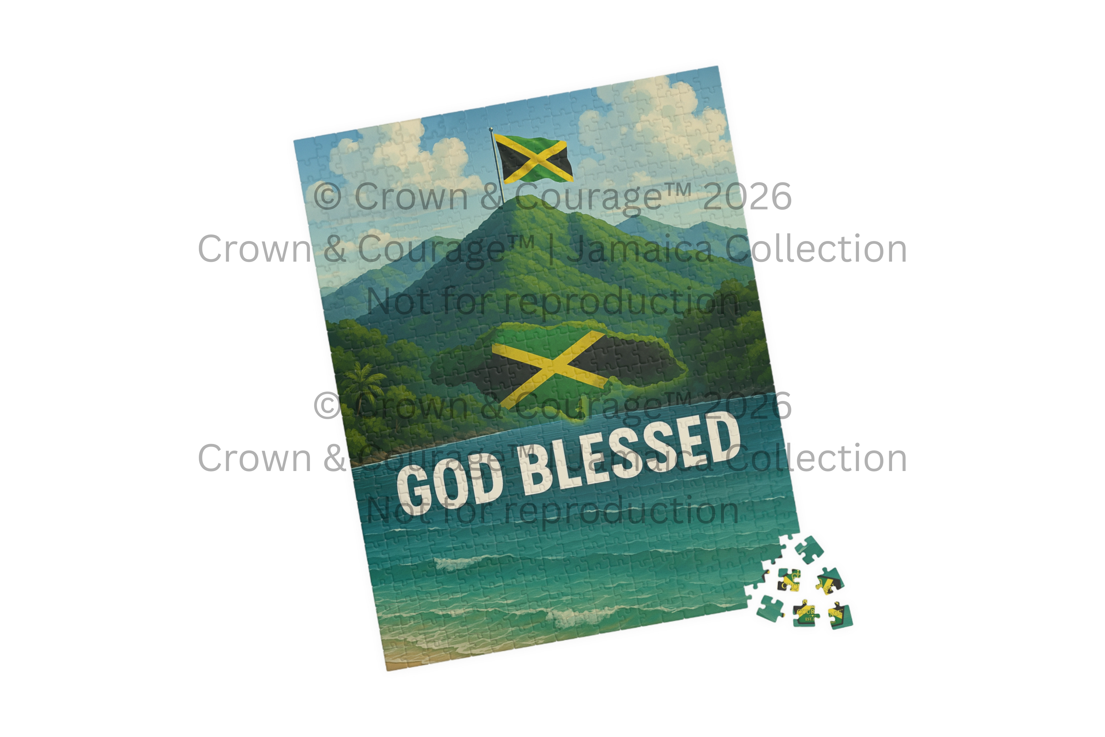 God Blessed Jamaica flag beach scene Puzzle | 520 or 1014 piece jigsaw